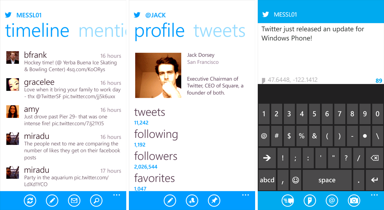 Twitter на Windows Phone